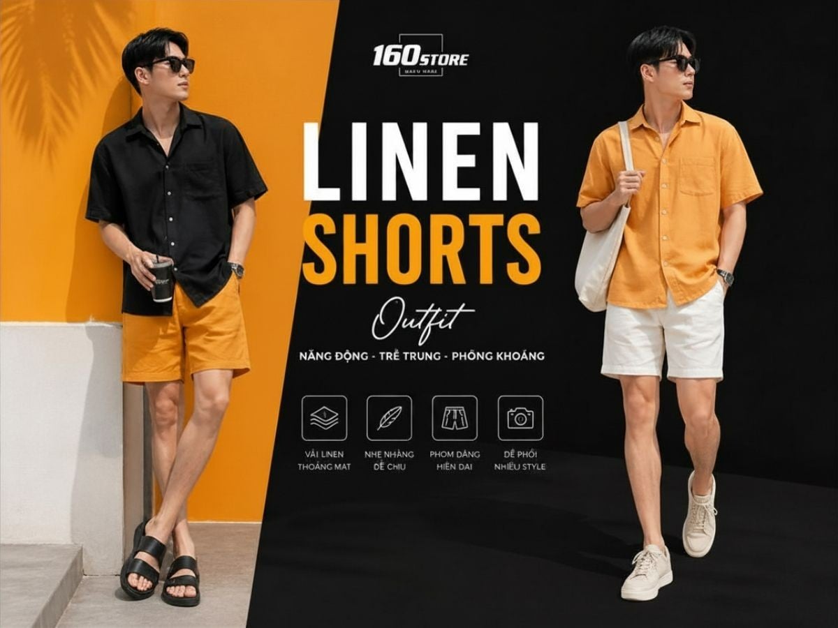 7 Cách phối đồ quần short linen đẹp phóng khoáng