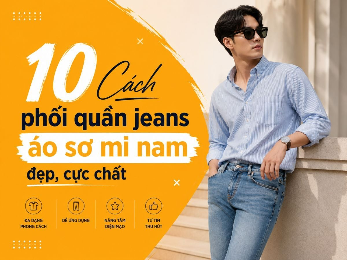 10 Cách phối quần jeans áo sơ mi nam đẹp, cực chất