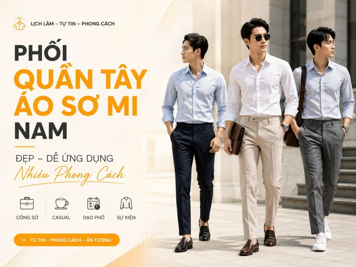 Phối quần tây áo sơ mi nam đẹp dễ ứng dụng cho nhiều phong cách