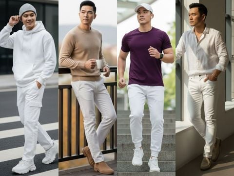 Quần trắng phối áo màu gì? Gợi ý 15 Outfit nam với quần trắng
