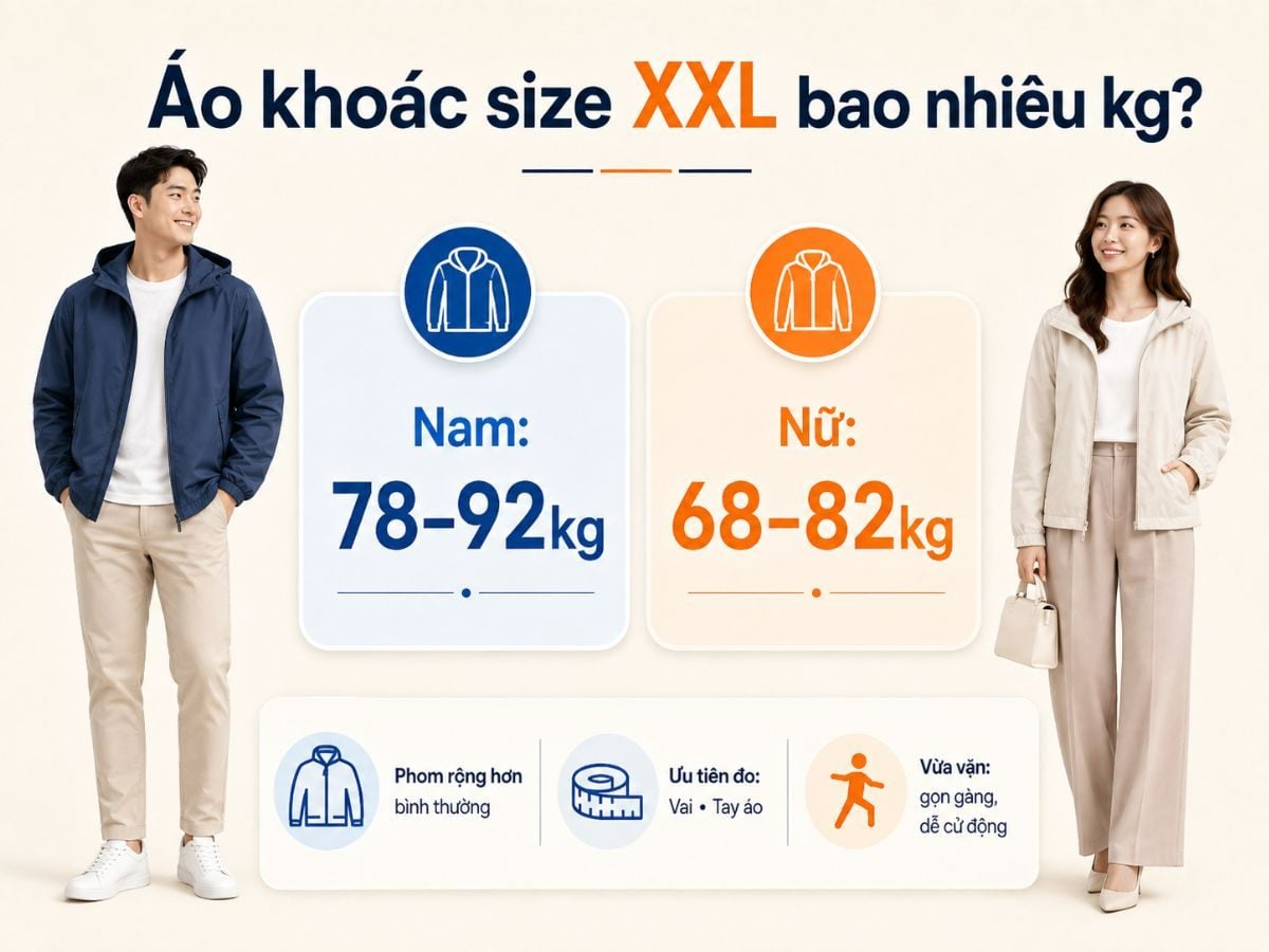 Gợi ý chọn size&nbsp;XXL áo khoác cho nam và nữ