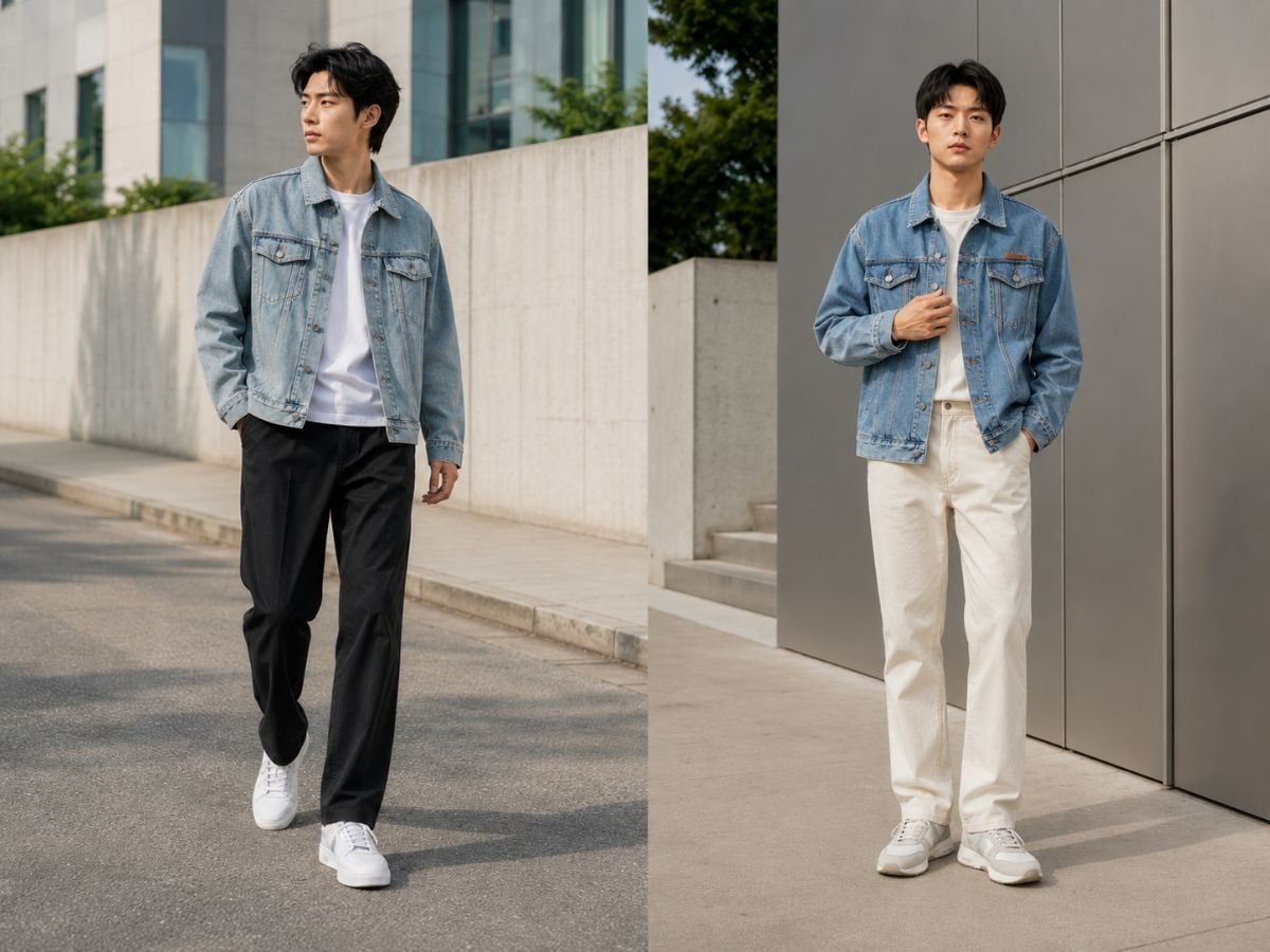 Áo khoác denim mỏng phù hợp với outfit casual