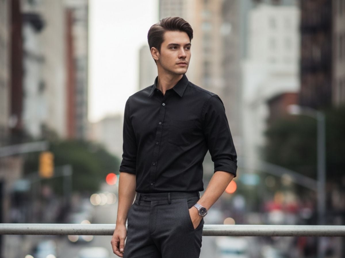  Nam có thân hình cân đối có chọn áo sơ mi slim-fit để tôn dáng