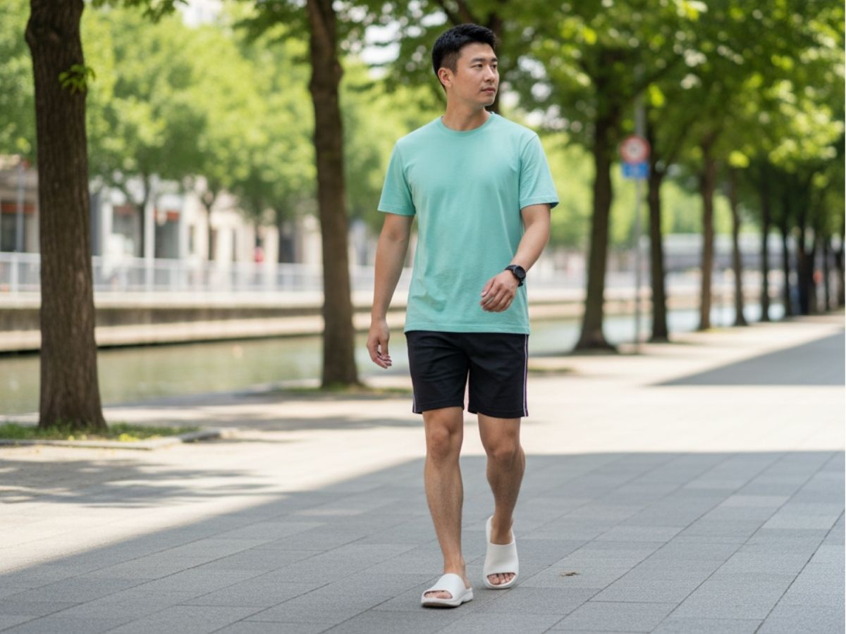 Áo thun trơn và quần short thể thao
