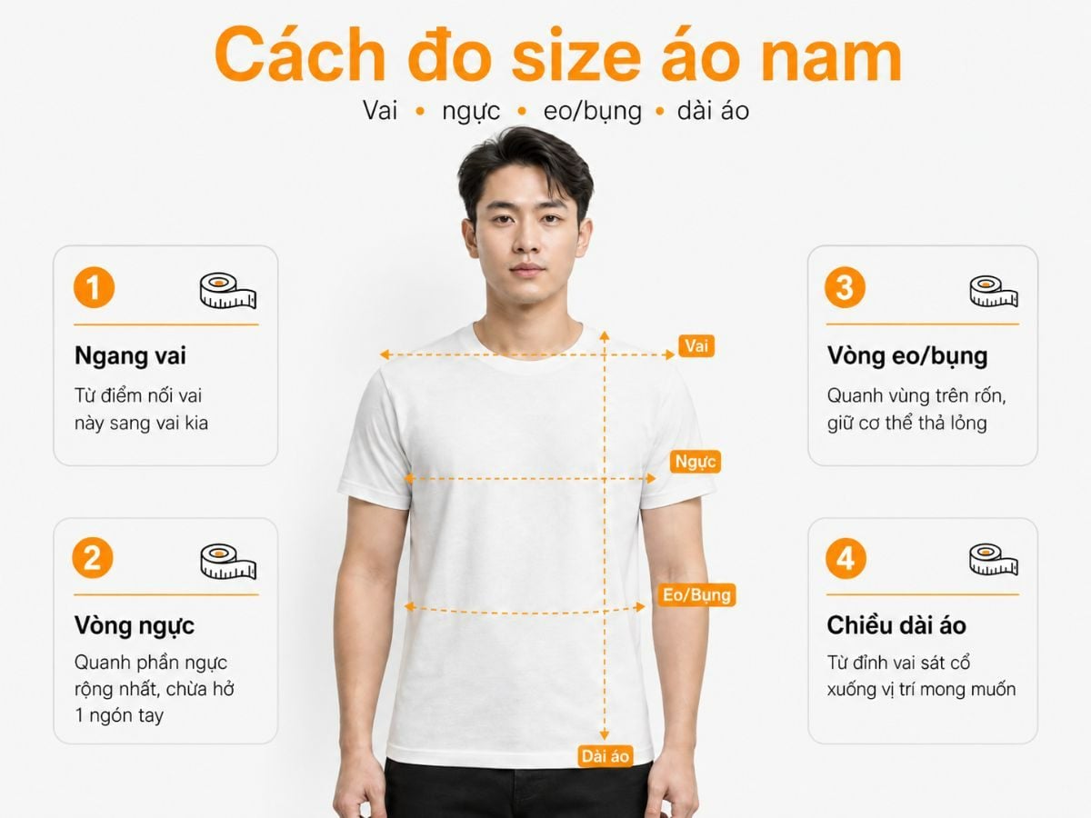 Cách đo size áo nam