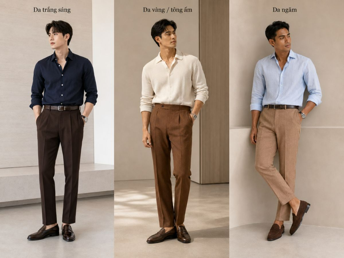 Chọn quần nâu theo tông màu da