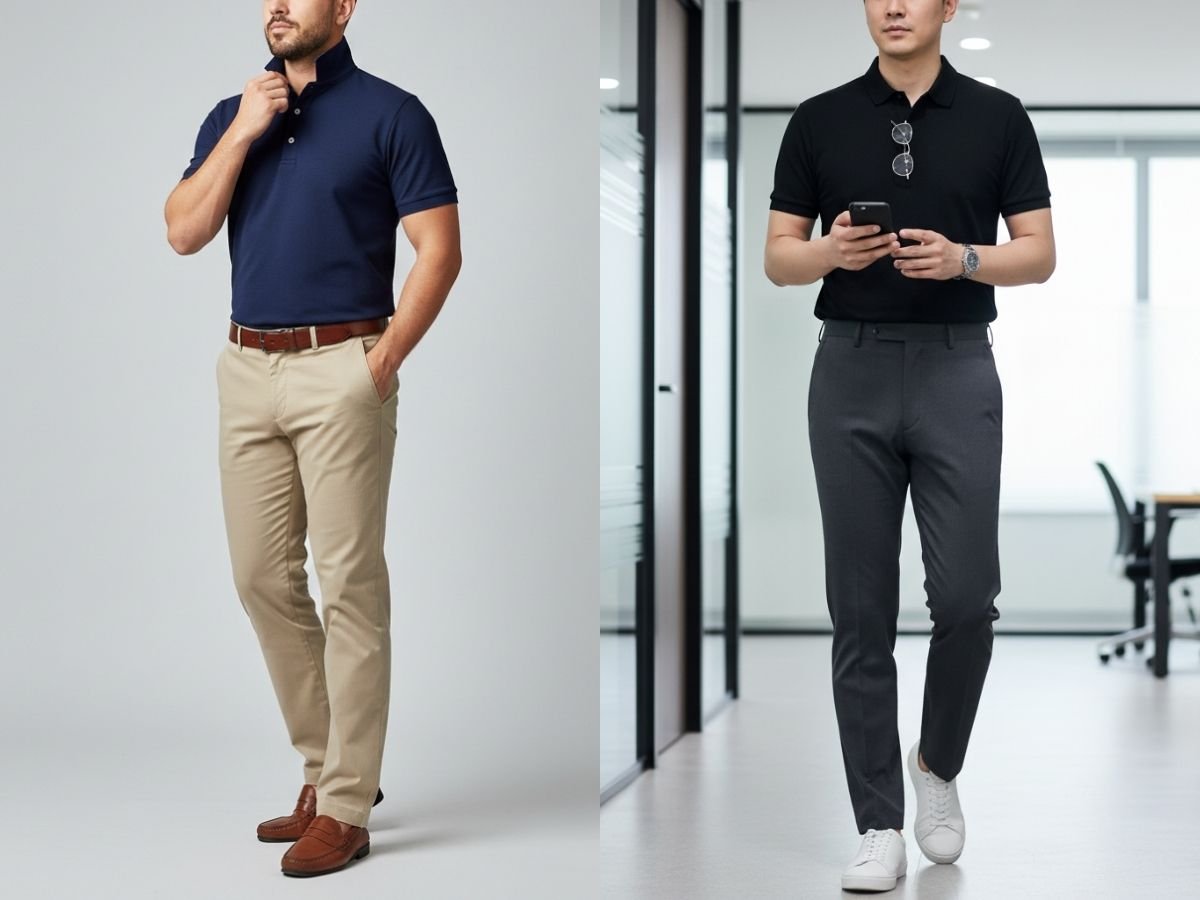 Công thức phối đồ nam béo bụng với áo polo và quần chinos