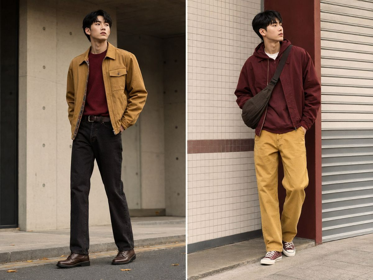 Đỏ phối với màu vàng mù tạt hơi hướng retro 90