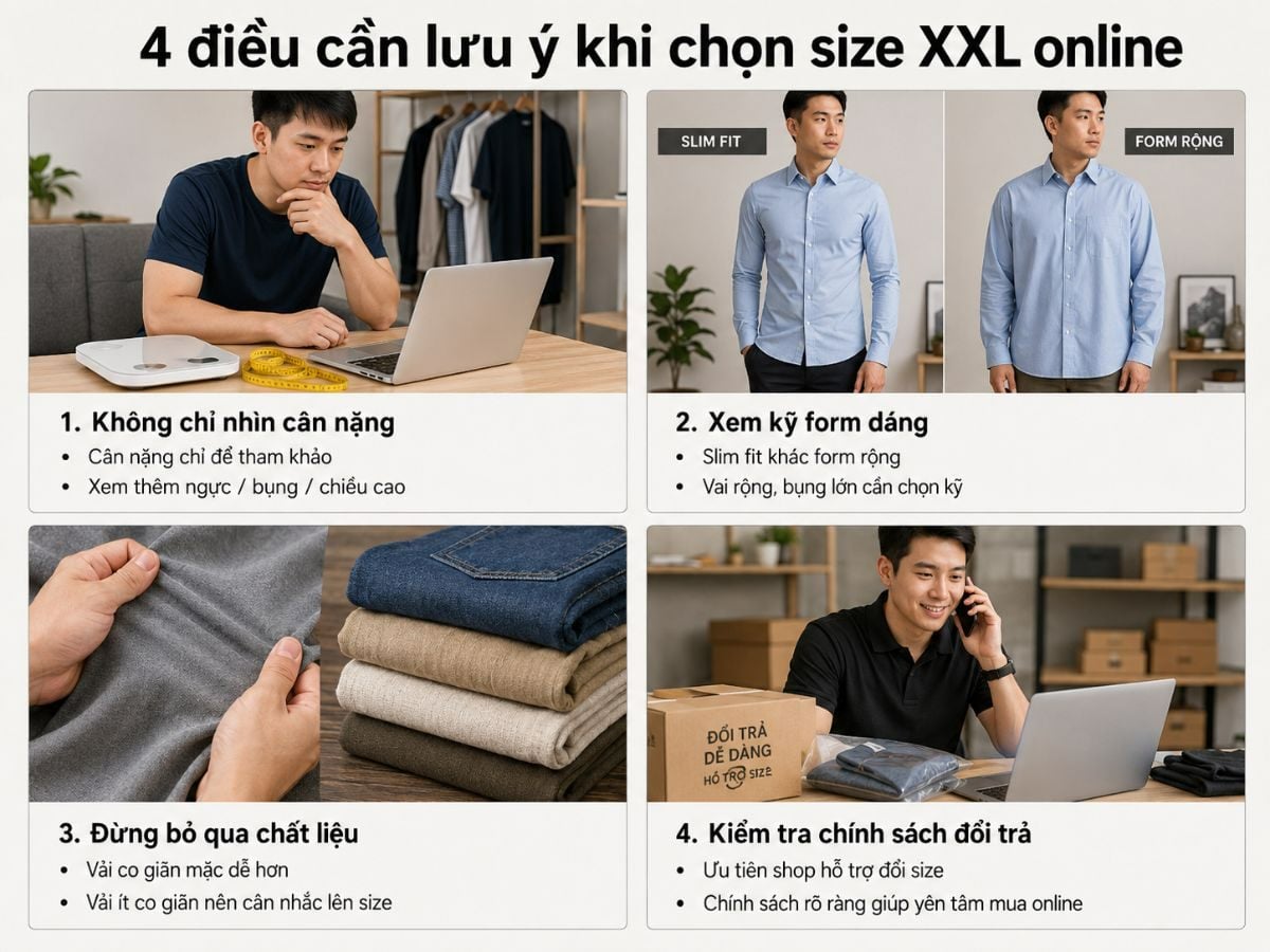 Những điểm cần lưu ý khi chọn size Online