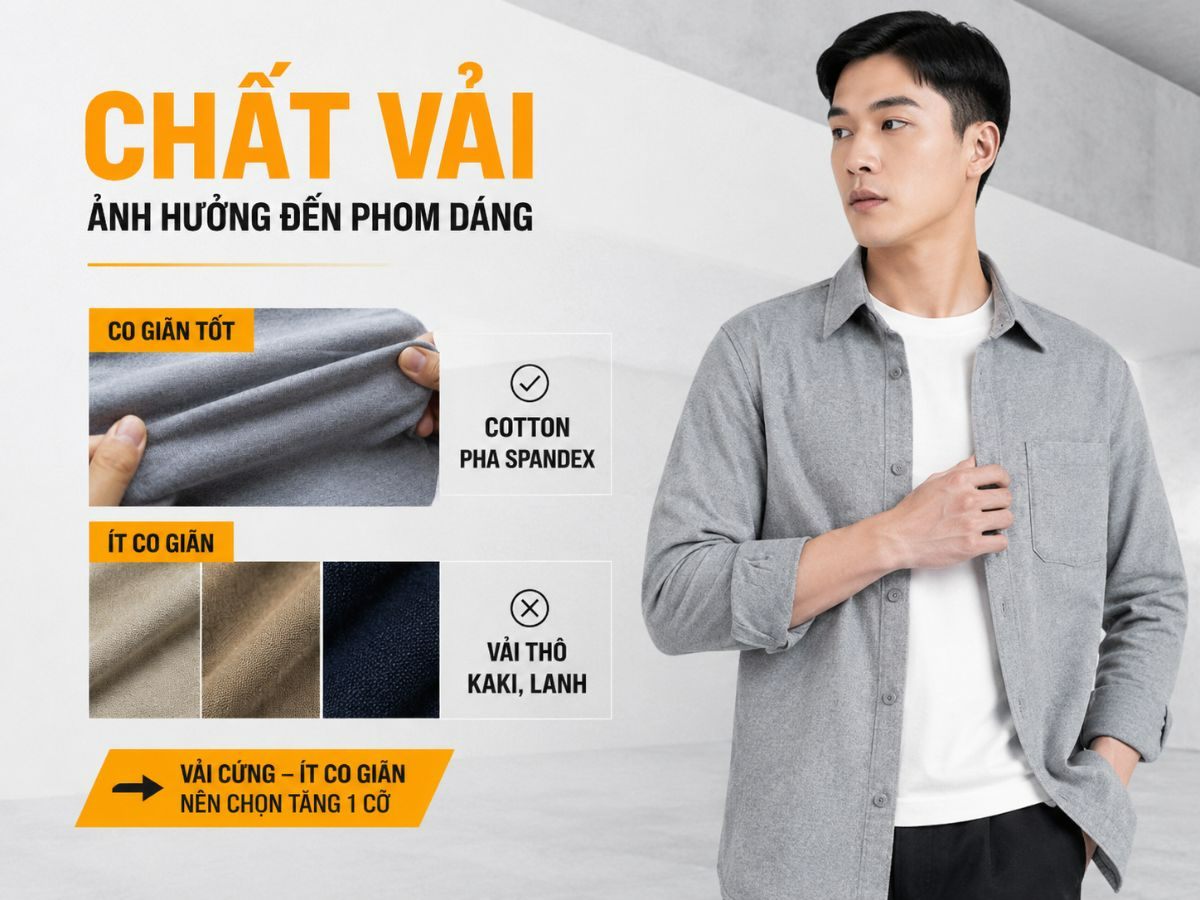 Lưu ý chất vải khi chọn size áo
