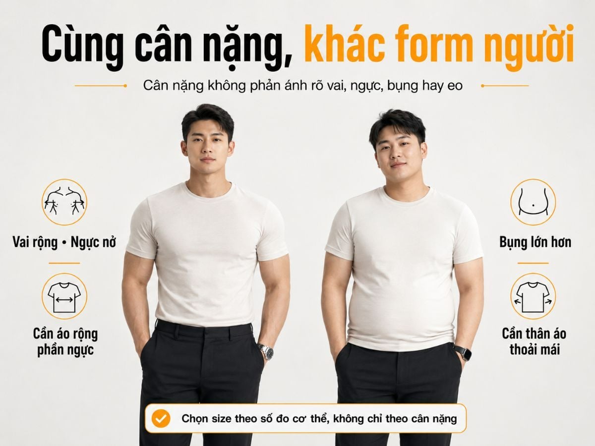 Lưu ý form người khi chọ size áo