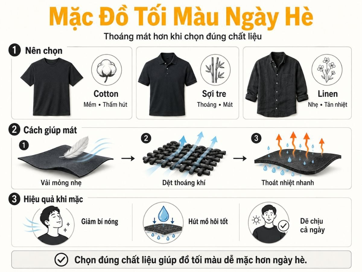 Mặc đồ tối màu ngày hè