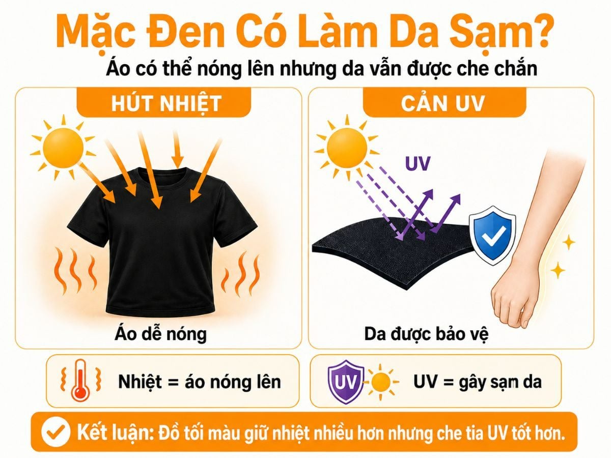 Màu đen tuy nóng nhưng bảo vệ da tốt