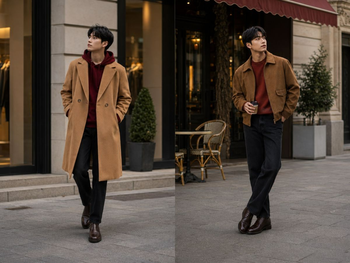 Màu nâu hoặc camel phối vưới màu đỏ sang trọng