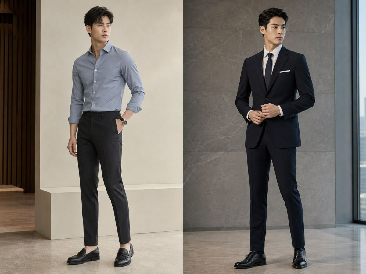 Slim fit tạo đường nét gọn nhưng không nên bó sát cơ thể