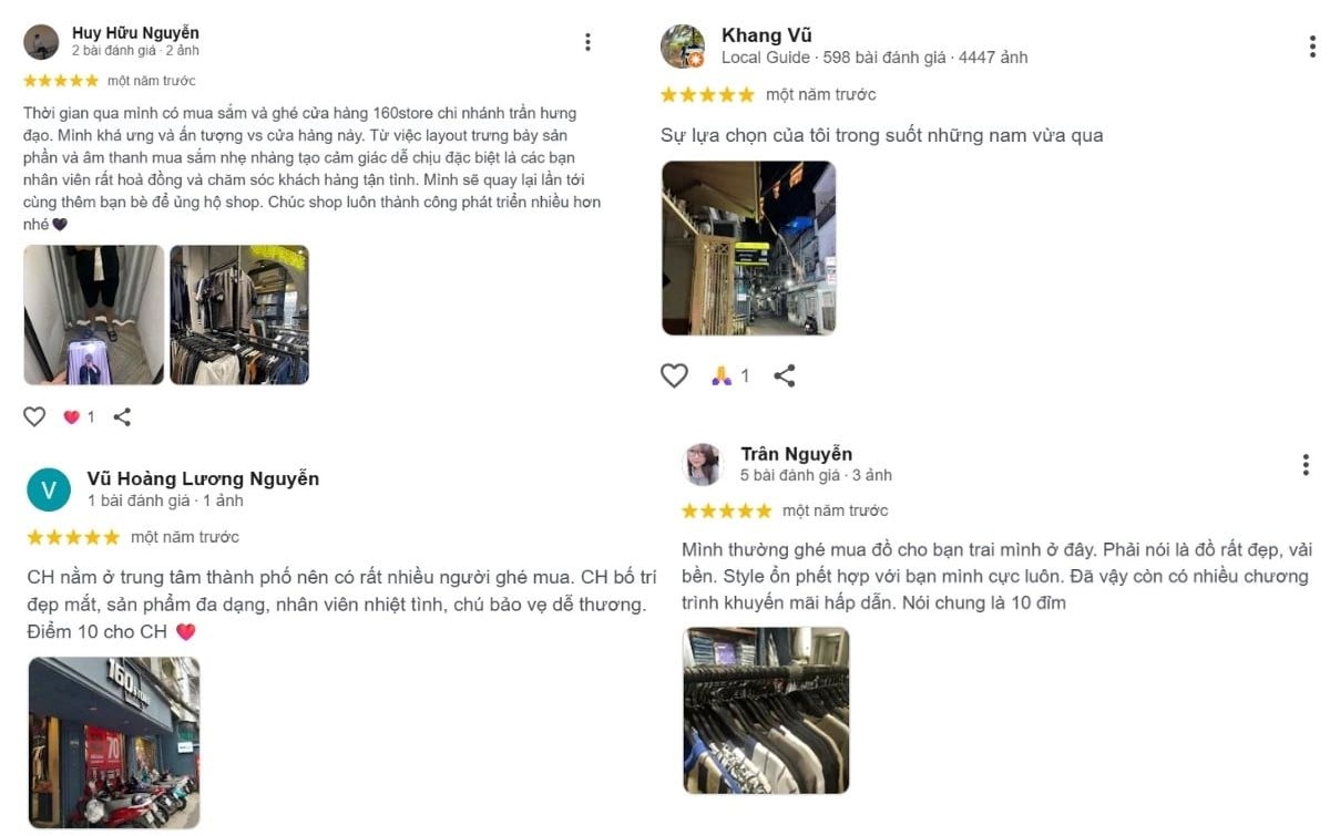 Phản hồi trực tiếp của khách hàng khi mua sắm tại 160STORE
