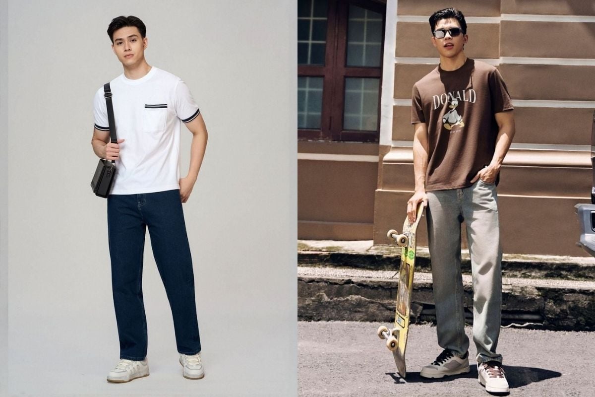 Phối áo thun nam với quần jeans