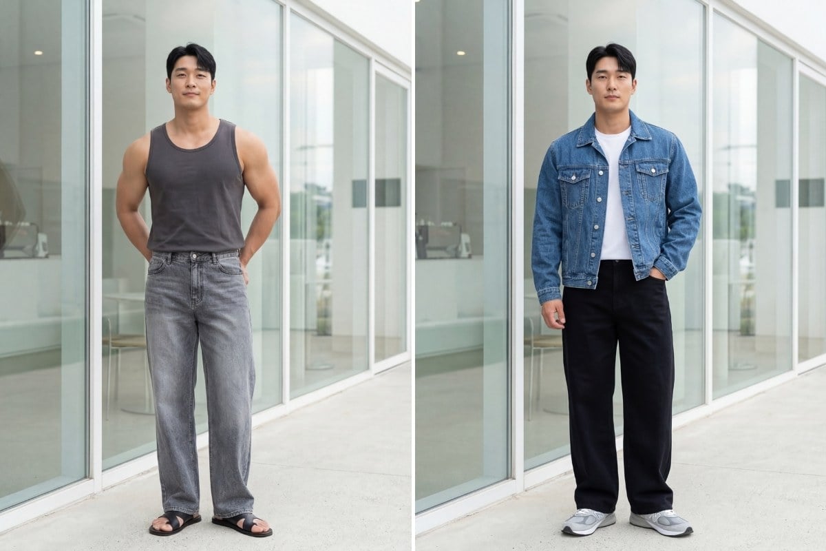 Phối quần jeans ống rộng với áo tank top