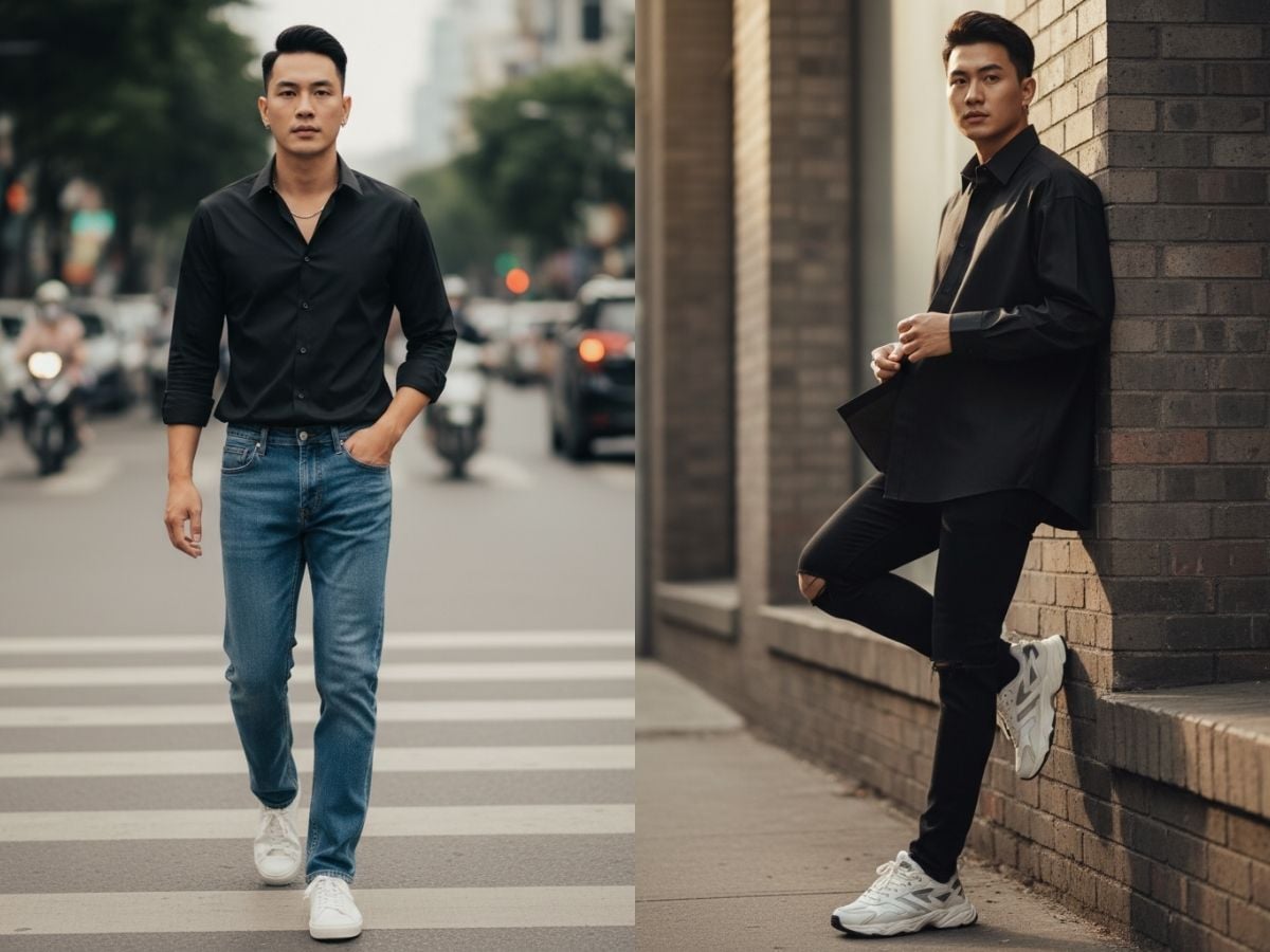 Phong cách street style năng động với sơ mi đen