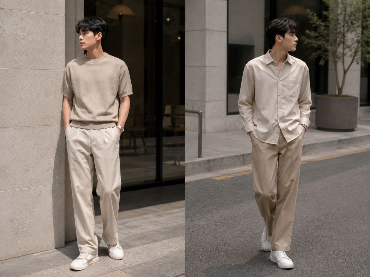 Phối be ton-sur-ton với các sắc độ khác nhau giúp outfit liền mạch