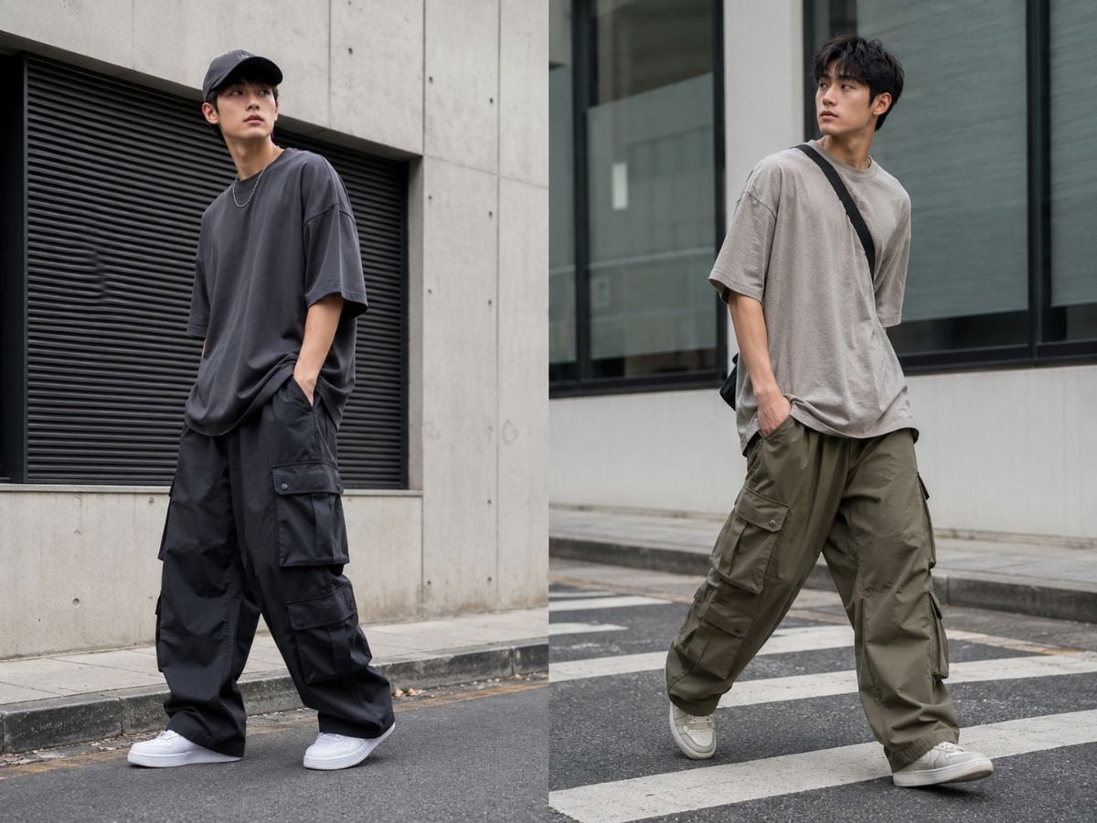 Quần cargo form rộng streetwear