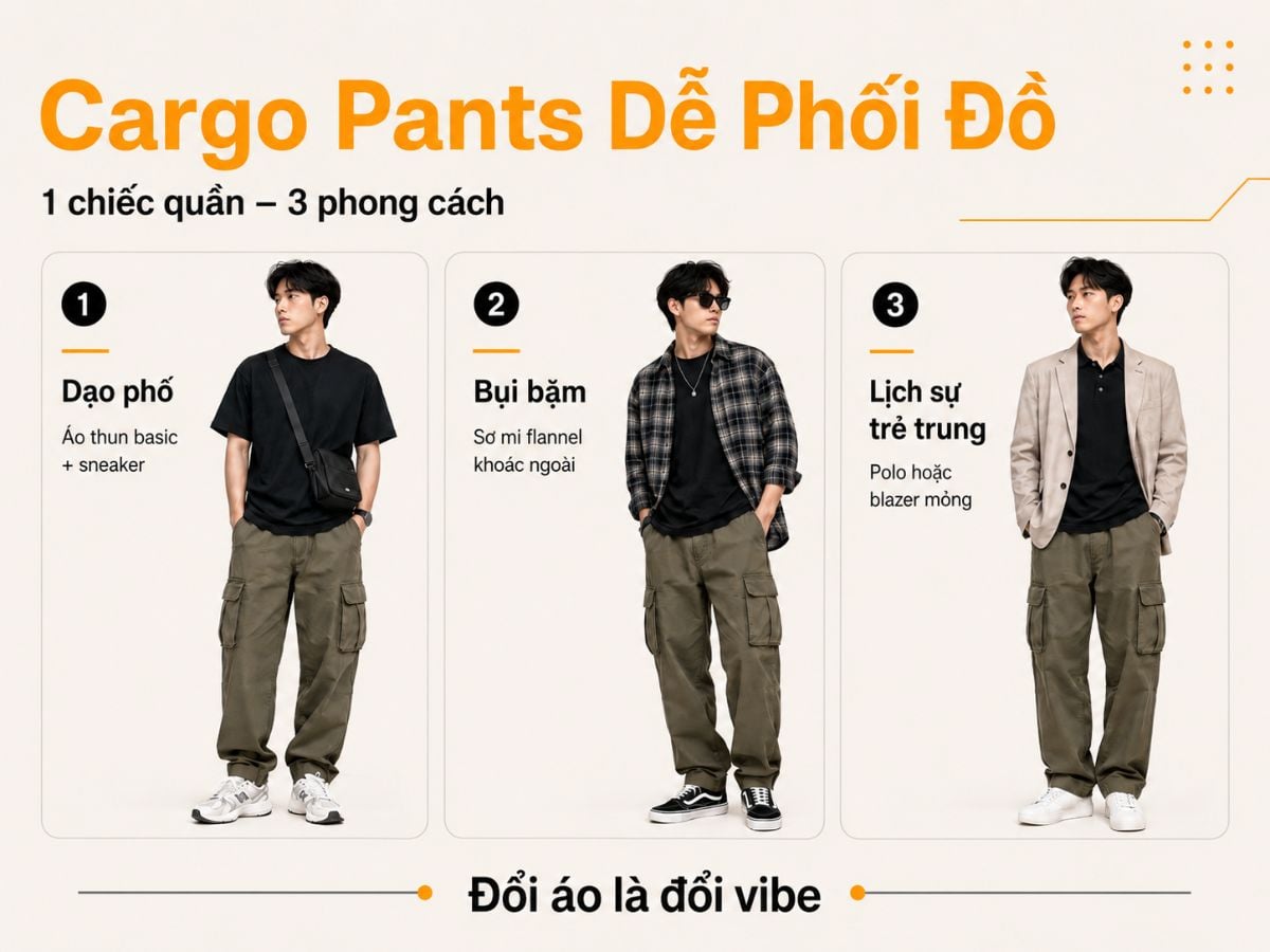 Quần cargo dễ phối theo nhiều phong cách