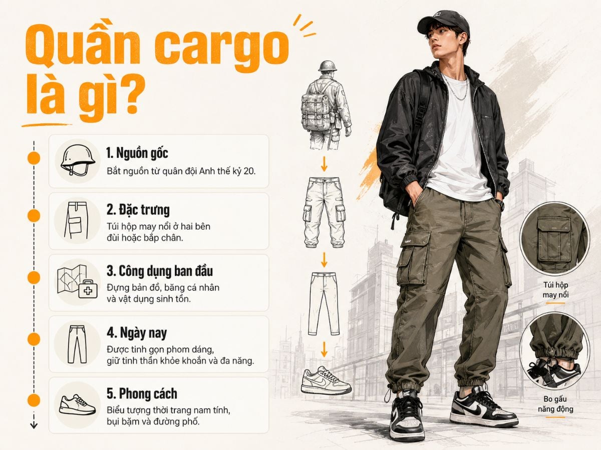 Quần cargo nam