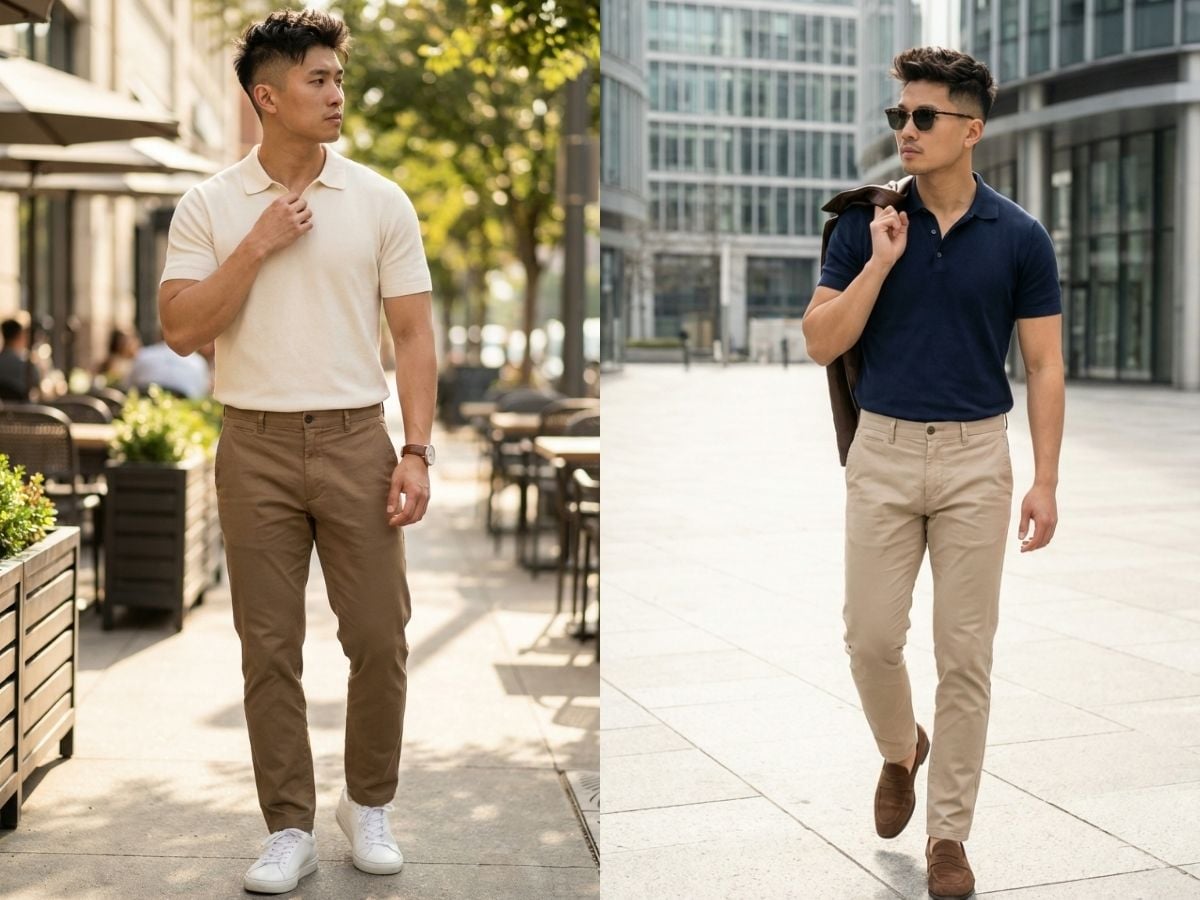 Quần kaki phối áo polo