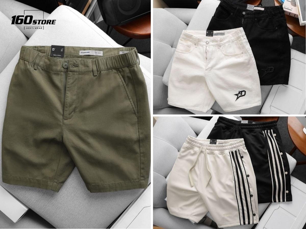 Quần short nam 160STORE đa dạng kiểu dáng, chất liệu