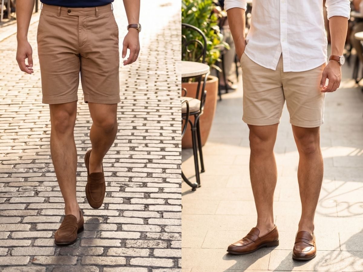 Quần short phối giày lười