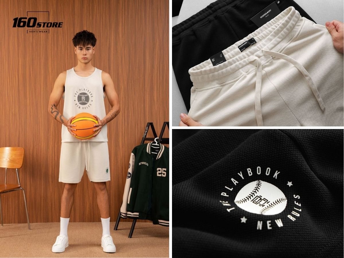 Set đồ monochrome với tank top và quần short dệt kim