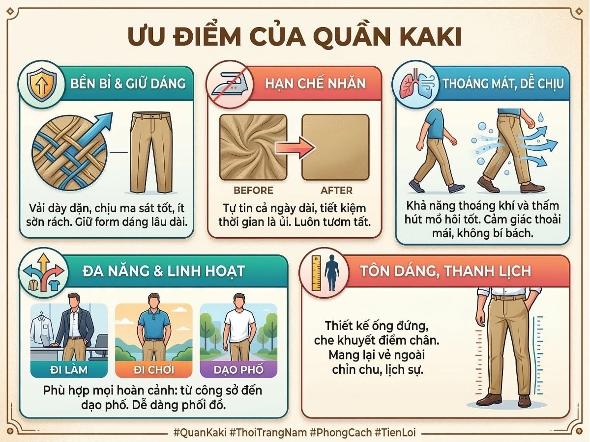 Ưu điểm của quần kaki