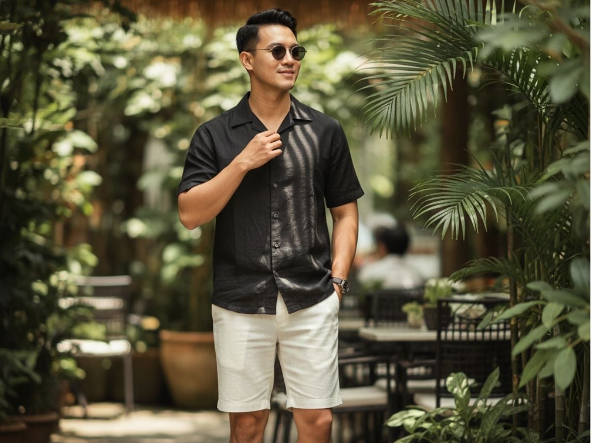  Ý tưởng phối đồ áo sơ mi linen đen cho nam vào ngày hè