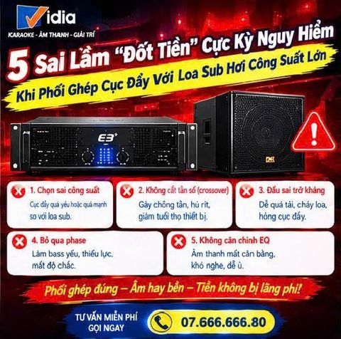 5 Sai Lầm “Đốt Tiền” Cực Kỳ Nguy Hiểm Khi Phối Ghép Cục Đẩy Với Loa Sub HƠi Công Suất Lớn