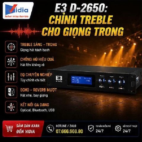 E3 D-2650: Chỉnh Treble Cho Giọng Trong Thì Nhạc Nền Lại Chói — Amply Của Anh Chị Có Đang Gặp Vấn Đề Này?