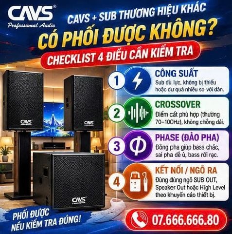 CAVS + Sub Thương Hiệu Khác Có Phối Được Không? Checklist 4 Điều Cần Kiểm Tra
