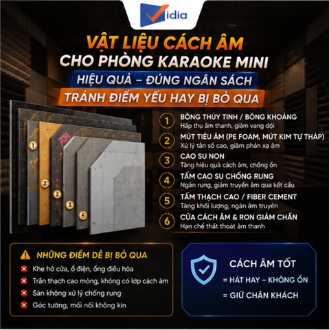Vật liệu cách âm cho phòng karaoke mini Hiệu quả – Đúng ngân sách – Tránh điểm yếu hay bị bỏ qua