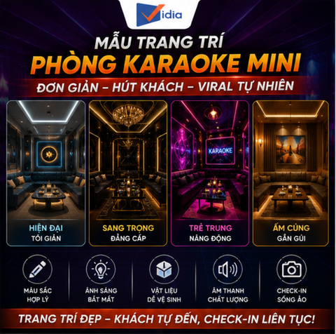 Mẫu trang trí phòng karaoke mini Đơn giản – Hút khách – Viral tự nhiên