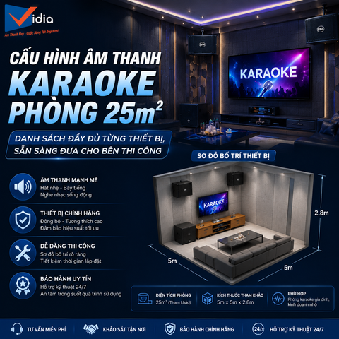 Cấu Hình Âm Thanh Karaoke Phòng 25m² Danh Sách Đầy Đủ Từng Thiết Bị, Sẵn Sàng Đưa Cho Bên Thi Công