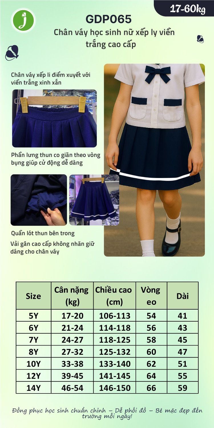 Chân váy học sinh Jadiny