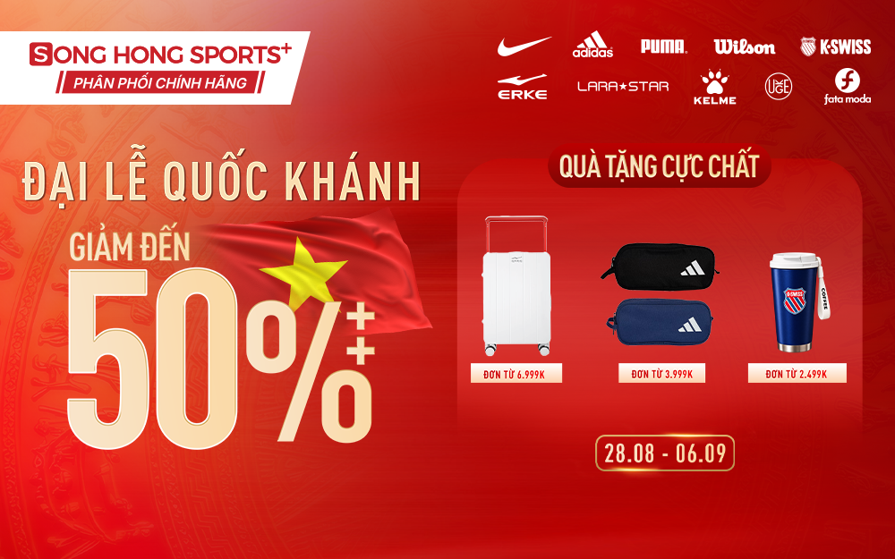 SONG HONG SPORTS+ MỪNG QUỐC KHÁNH VỚI ƯU ĐÃI THỂ THAO ĐẾN 50%