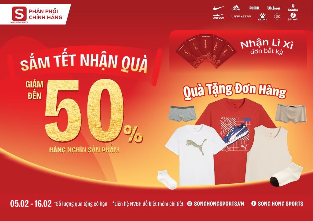 SẮM TẾT GIẢM ĐẾN 50% TẠI SONG HONG SPORTS+ – ĐUA BILL NHẬN GIÀY ADIZERO EVO SL
