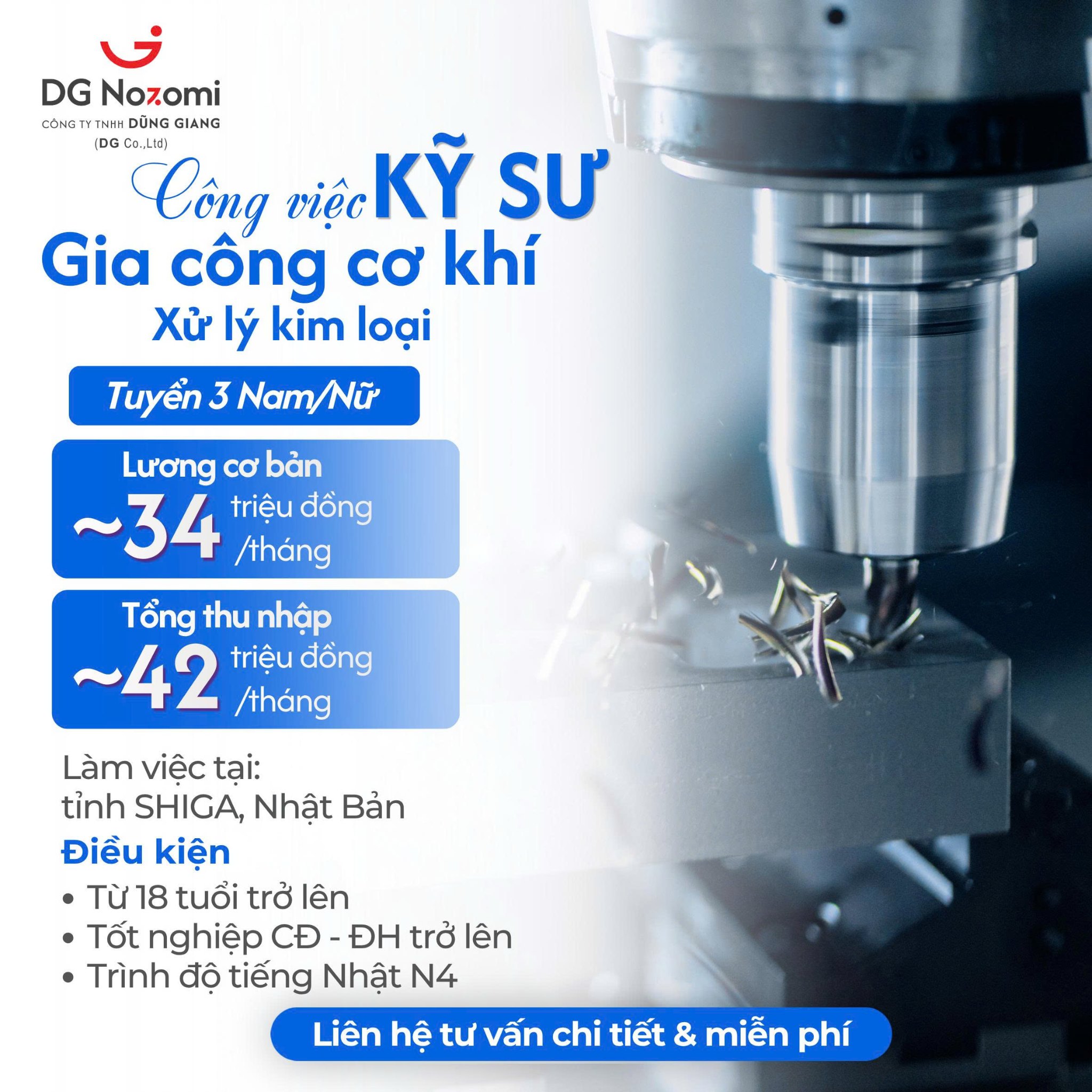 KỸ SƯ GIA CÔNG CƠ KHÍ - XỬ LÝ KIM LOẠI TẠI NHẬT BẢN