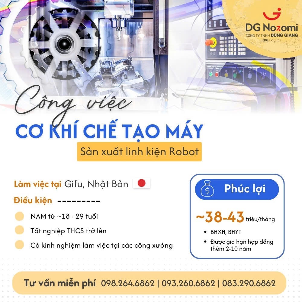 CÔNG VIỆC SẢN XUẤT LINH KIỆN ROBOT TẠI GIFU NHẬT BẢN