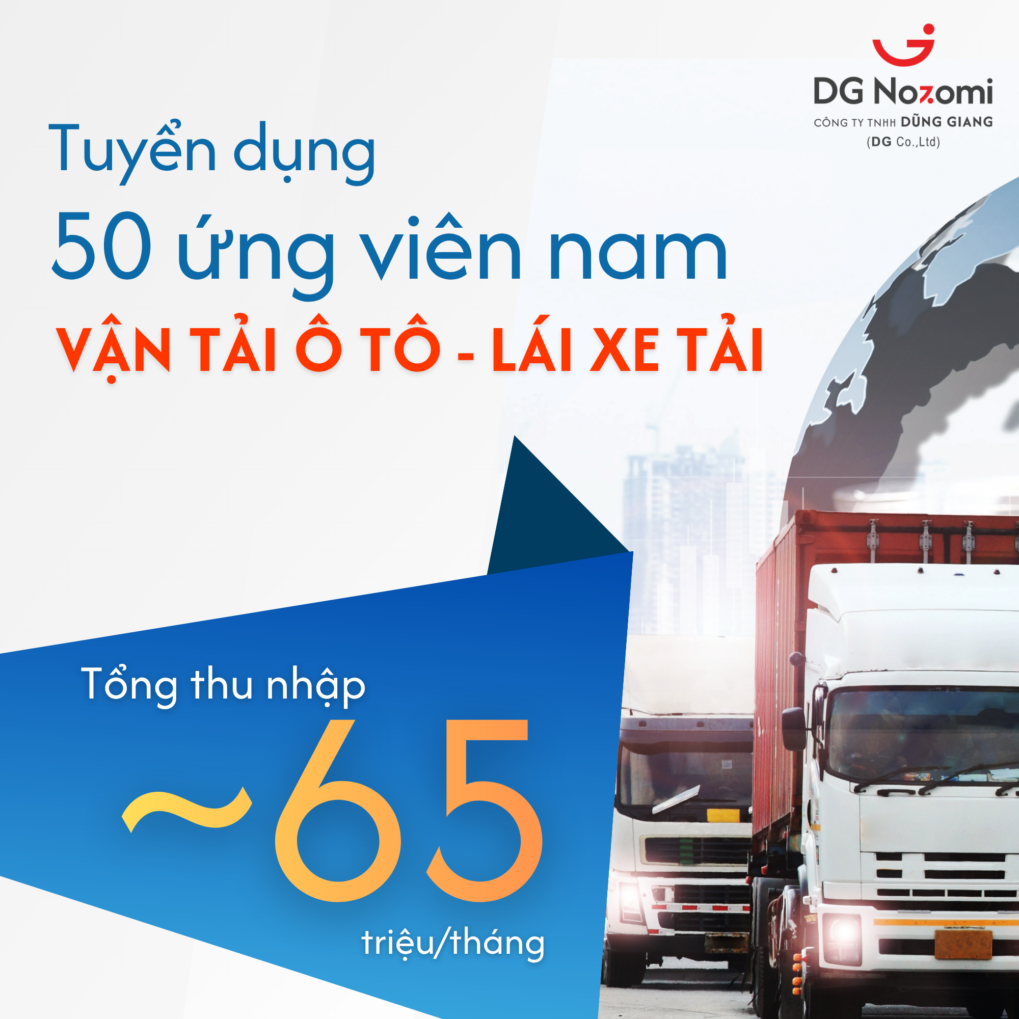 TUYỂN DỤNG 50 NAM VẬN TẢI Ô TÔ - LÁI XE TẢI