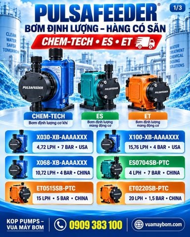 24 Model Bơm Định Lượng Pulsafeeder Có Sẵn Tại KOP Pumps