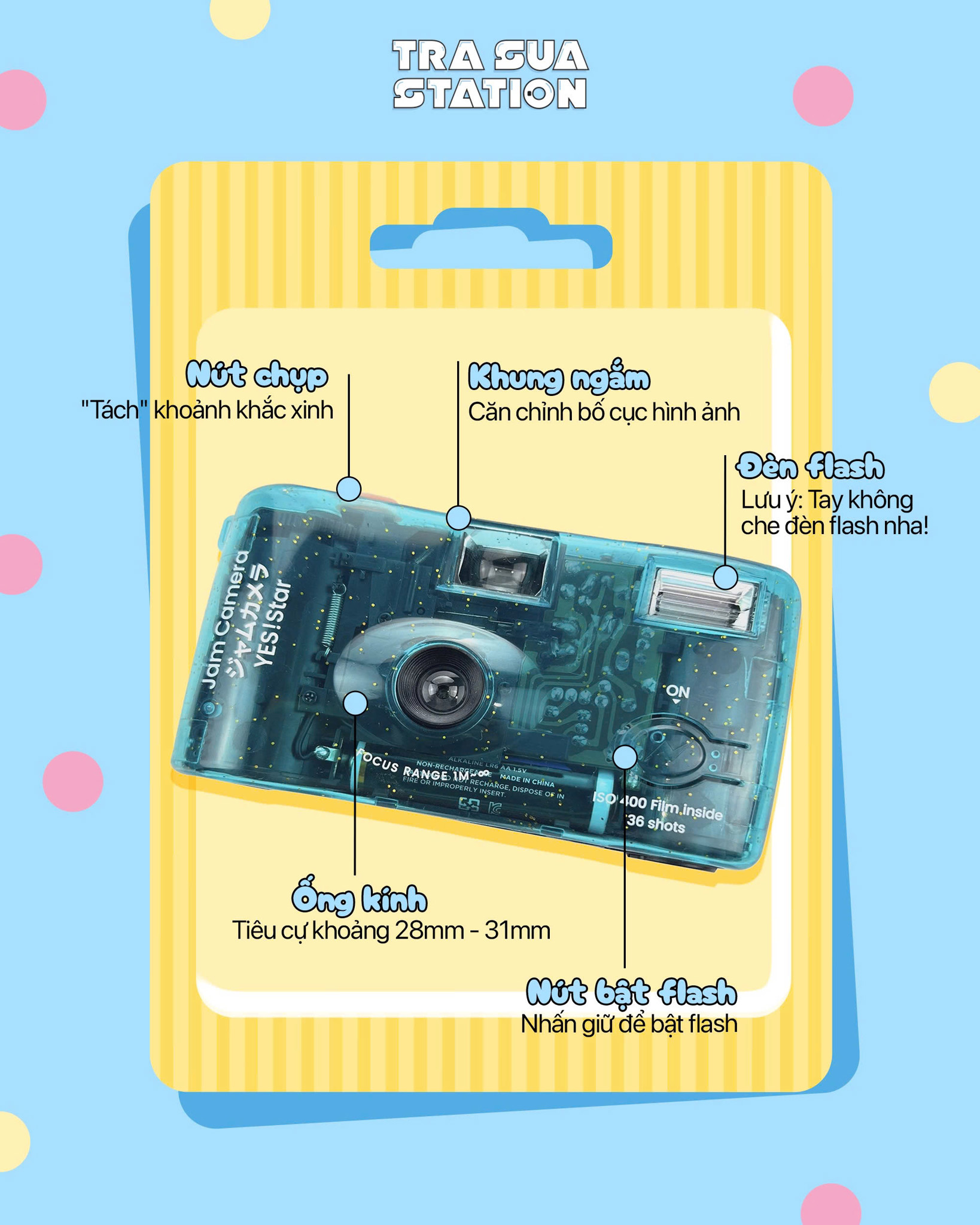 Máy ảnh film 35mm, máy ảnh dùng nhiều lần, Yes!star Jam camera, reloadable, Yes!star