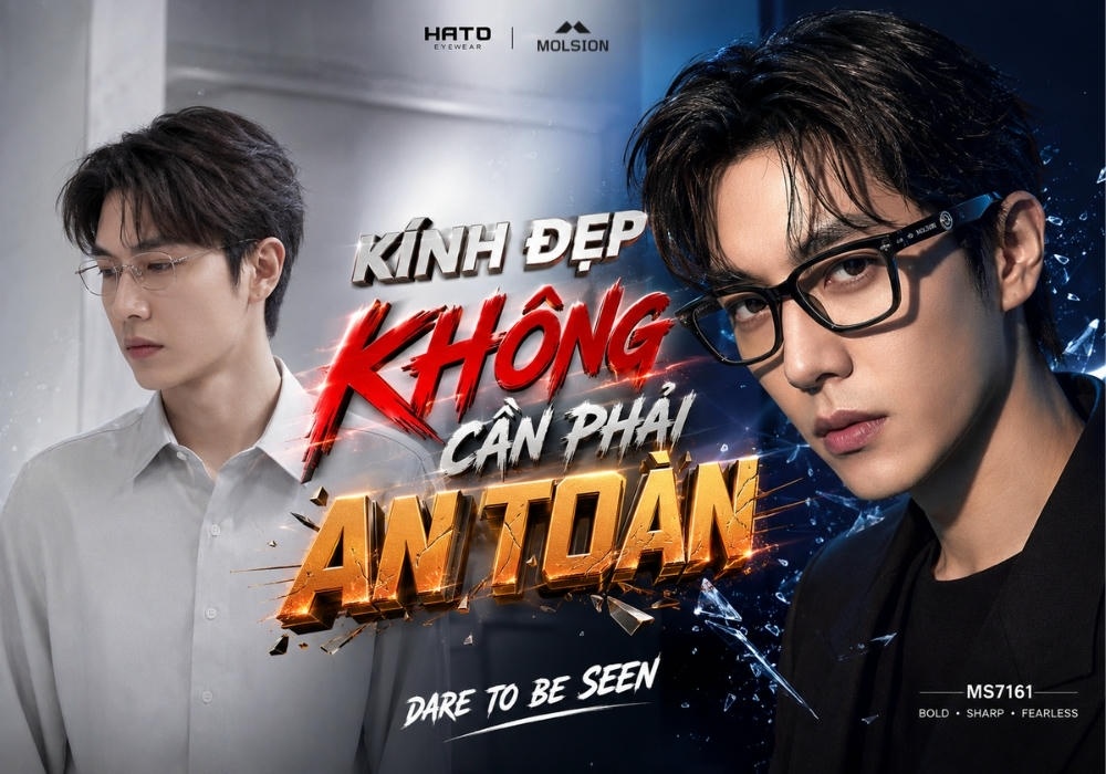 Chiến dịch kính Molsion với thông điệp Kính đẹp không cần phải an toàn, thể hiện sự chuyển đổi từ phong cách tối giản sang diện mạo cá tính.