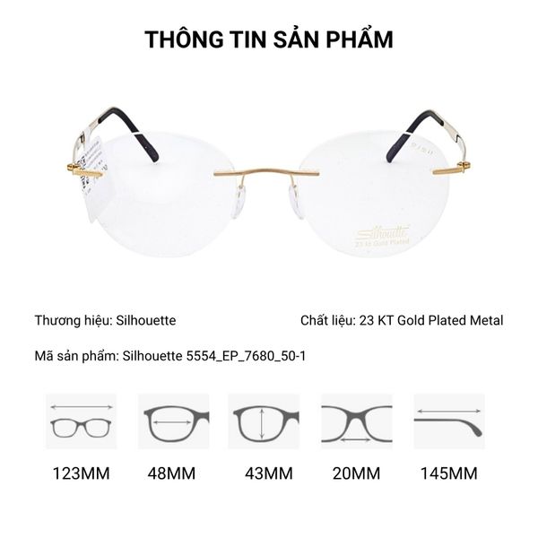 Silhouette Venture 5554 Kính Không Gọng Mạ Vàng 23K