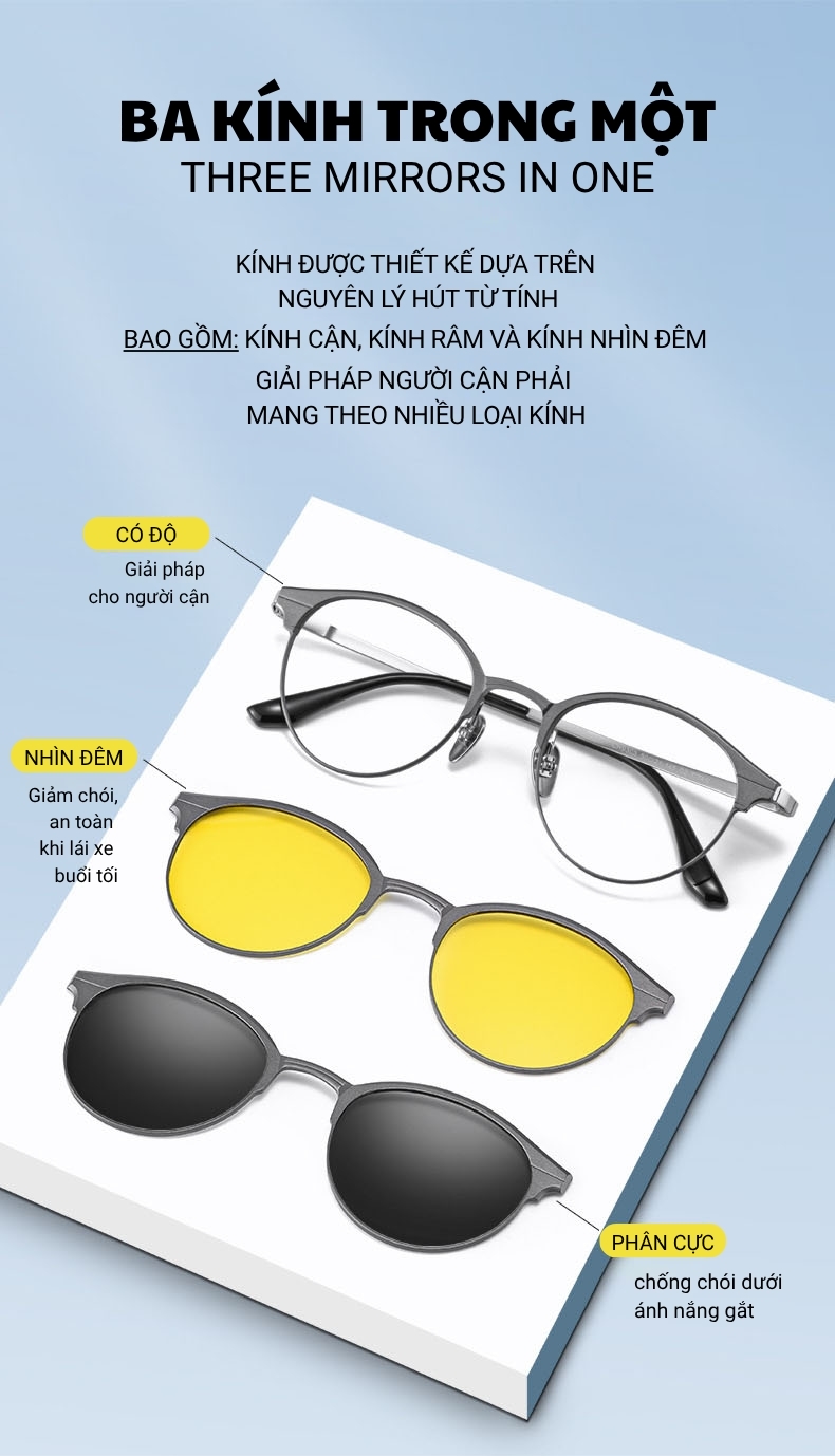 Clip On Snap 9303 - Kính Râm Cận Bộ 2 Kẹp Kính